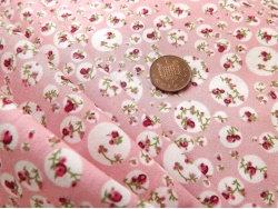 Cotton Pink Floral Ivory Circles 54