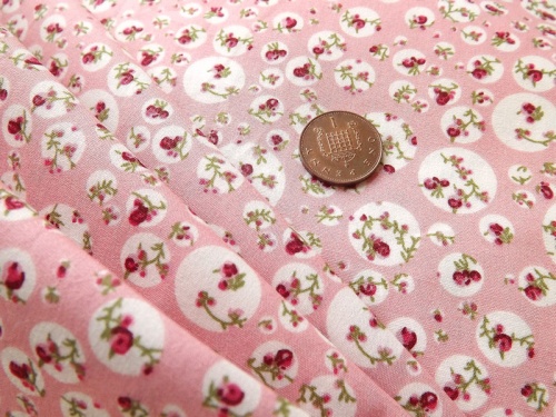 Cotton Pink Floral Ivory Circles 54